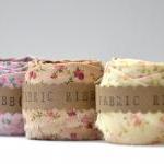 Fabric Ribbon, Floral Cotton Fabric, Set Of 3