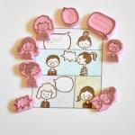 Hand Carved Rubber Stamp / Set Of 8 / Comics
