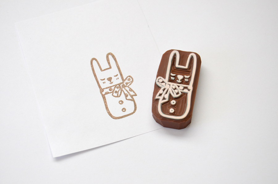 Hand Carved Rubber Stamp / Bunny